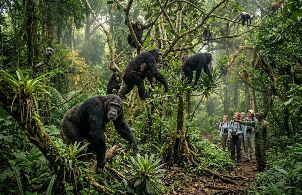 Kibale Forest National Park chimpanzee trekking in Uganda